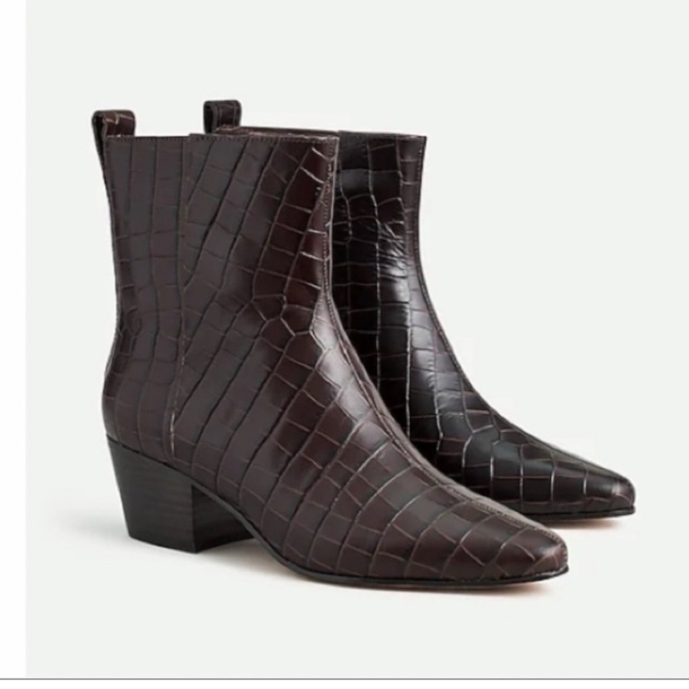 J. Crew Croc Embossed Western boot
